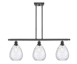 516-3I-OB-G372 3-Light 36" Oil Rubbed Bronze Island Light - Clear Large Waverly Glass - LED Bulb - Dimmensions: 36 x 8 x 13<br>Minimum Height : 22.375<br>Maximum Height : 46.375 - Sloped Ceiling Compatible: Yes