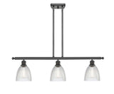 516-3I-OB-G382 3-Light 36" Oil Rubbed Bronze Island Light - Clear Castile Glass - LED Bulb - Dimmensions: 36 x 6 x 10<br>Minimum Height : 19.375<br>Maximum Height : 43.375 - Sloped Ceiling Compatible: Yes