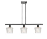 516-3I-OB-G402 3-Light 36" Oil Rubbed Bronze Island Light - Clear Niagra Glass - LED Bulb - Dimmensions: 36 x 6.5 x 10<br>Minimum Height : 17.875<br>Maximum Height : 41.875 - Sloped Ceiling Compatible: Yes