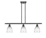 516-3I-OB-G442 3-Light 36" Oil Rubbed Bronze Island Light - Clear Brookfield Glass - LED Bulb - Dimmensions: 36 x 5 x 10<br>Minimum Height : 19.375<br>Maximum Height : 43.375 - Sloped Ceiling Compatible: Yes