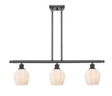 516-3I-OB-G461-6 3-Light 36" Oil Rubbed Bronze Island Light - Cased Matte White Norfolk Glass - LED Bulb - Dimmensions: 36 x 5.75 x 10<br>Minimum Height : 20.375<br>Maximum Height : 44.375 - Sloped Ceiling Compatible: Yes