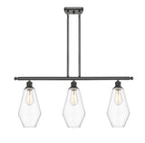 516-3I-OB-G652-7 3-Light 36" Oil Rubbed Bronze Island Light - Clear Cindyrella 7" Glass - LED Bulb - Dimmensions: 36 x 7 x 14<br>Minimum Height : 23<br>Maximum Height : 47 - Sloped Ceiling Compatible: Yes