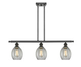 516-3I-OB-G82 3-Light 36" Oil Rubbed Bronze Island Light - Clear Eaton Glass - LED Bulb - Dimmensions: 36 x 5.5 x 11<br>Minimum Height : 20.375<br>Maximum Height : 44.375 - Sloped Ceiling Compatible: Yes