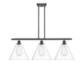 516-3I-OB-GBC-122 3-Light 38.5" Oil Rubbed Bronze Island Light - Cased Matte White Ballston Cone Glass - LED Bulb - Dimmensions: 38.5 x 12 x 14.25<br>Minimum Height : 23.25<br>Maximum Height : 47.25 - Sloped Ceiling Compatible: Yes