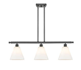 516-3I-OB-GBC-81 3-Light 36" Oil Rubbed Bronze Island Light - Matte White Cased Ballston Cone Glass - LED Bulb - Dimmensions: 36 x 8 x 11.25<br>Minimum Height : 20.25<br>Maximum Height : 44.25 - Sloped Ceiling Compatible: Yes