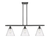 516-3I-OB-GBC-84 3-Light 36" Oil Rubbed Bronze Island Light - Seedy Ballston Cone Glass - LED Bulb - Dimmensions: 36 x 8 x 11.25<br>Minimum Height : 20.25<br>Maximum Height : 44.25 - Sloped Ceiling Compatible: Yes