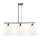 516-3I-OB-GBD-121 3-Light 38.5" Oil Rubbed Bronze Island Light - Matte White Ballston Dome Glass - LED Bulb - Dimmensions: 38.5 x 12 x 14.25<br>Minimum Height : 23.25<br>Maximum Height : 47.25 - Sloped Ceiling Compatible: Yes