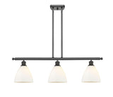 516-3I-OB-GBD-751 3-Light 36" Oil Rubbed Bronze Island Light - Matte White Ballston Dome Glass - LED Bulb - Dimmensions: 36 x 7.5 x 10.75<br>Minimum Height : 19.75<br>Maximum Height : 43.75 - Sloped Ceiling Compatible: Yes