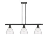 516-3I-OB-GBD-754 3-Light 36" Oil Rubbed Bronze Island Light - Seedy Ballston Dome Glass - LED Bulb - Dimmensions: 36 x 7.5 x 10.75<br>Minimum Height : 19.75<br>Maximum Height : 43.75 - Sloped Ceiling Compatible: Yes