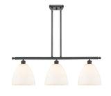 516-3I-OB-GBD-91 3-Light 36" Oil Rubbed Bronze Island Light - Matte White Ballston Dome Glass - LED Bulb - Dimmensions: 36 x 9 x 12.75<br>Minimum Height : 21.75<br>Maximum Height : 45.75 - Sloped Ceiling Compatible: Yes