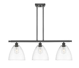 516-3I-OB-GBD-92 3-Light 36" Oil Rubbed Bronze Island Light - Matte White Ballston Dome Glass - LED Bulb - Dimmensions: 36 x 9 x 12.75<br>Minimum Height : 21.75<br>Maximum Height : 45.75 - Sloped Ceiling Compatible: Yes