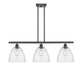 516-3I-OB-GBD-94 3-Light 36" Oil Rubbed Bronze Island Light - Seedy Ballston Dome Glass - LED Bulb - Dimmensions: 36 x 9 x 12.75<br>Minimum Height : 21.75<br>Maximum Height : 45.75 - Sloped Ceiling Compatible: Yes