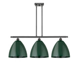 516-3I-OB-MBD-12-GR 3-Light 38.5" Oil Rubbed Bronze Island Light - Green Plymouth Dome Shade - LED Bulb - Dimmensions: 38.5 x 10.125 x 14.25<br>Minimum Height : 23.25<br>Maximum Height : 47.25 - Sloped Ceiling Compatible: Yes
