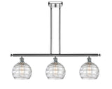 516-3I-PC-G1213-8 3-Light 36" Polished Chrome Island Light - Clear Athens Deco Swirl 8" Glass - LED Bulb - Dimmensions: 36 x 8 x 11<br>Minimum Height : 20.375<br>Maximum Height : 44.375 - Sloped Ceiling Compatible: Yes