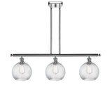 516-3I-PC-G1214-8 3-Light 36" Polished Chrome Island Light - Clear Athens Twisted Swirl 8" Glass - LED Bulb - Dimmensions: 36 x 8 x 11<br>Minimum Height : 20.375<br>Maximum Height : 44.375 - Sloped Ceiling Compatible: Yes