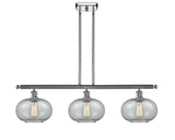 516-3I-PC-G247 3-Light 36" Polished Chrome Island Light - Charcoal Gorham Glass - LED Bulb - Dimmensions: 36 x 9.5 x 10<br>Minimum Height : 20.375<br>Maximum Height : 44.375 - Sloped Ceiling Compatible: Yes
