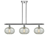 516-3I-PC-G249 3-Light 36" Polished Chrome Island Light - Mica Gorham Glass - LED Bulb - Dimmensions: 36 x 9.5 x 10<br>Minimum Height : 20.375<br>Maximum Height : 44.375 - Sloped Ceiling Compatible: Yes