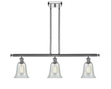 516-3I-PC-G2812 3-Light 36" Polished Chrome Island Light - Fishnet Hanover Glass - LED Bulb - Dimmensions: 36 x 6.25 x 12<br>Minimum Height : 21.375<br>Maximum Height : 45.375 - Sloped Ceiling Compatible: Yes