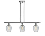 516-3I-PC-G292 3-Light 36" Polished Chrome Island Light - Clear Spiral Fluted Salina Glass - LED Bulb - Dimmensions: 36 x 5 x 10<br>Minimum Height : 19.375<br>Maximum Height : 43.375 - Sloped Ceiling Compatible: Yes