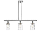 516-3I-PC-G352 3-Light 36" Polished Chrome Island Light - Clear Waterglass Candor Glass - LED Bulb - Dimmensions: 36 x 5.5 x 11<br>Minimum Height : 20.375<br>Maximum Height : 44.375 - Sloped Ceiling Compatible: Yes