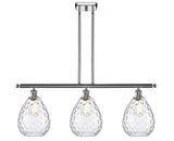 516-3I-PC-G372 3-Light 36" Polished Chrome Island Light - Clear Large Waverly Glass - LED Bulb - Dimmensions: 36 x 8 x 13<br>Minimum Height : 22.375<br>Maximum Height : 46.375 - Sloped Ceiling Compatible: Yes