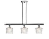 516-3I-PC-G402 3-Light 36" Polished Chrome Island Light - Clear Niagra Glass - LED Bulb - Dimmensions: 36 x 6.5 x 10<br>Minimum Height : 17.875<br>Maximum Height : 41.875 - Sloped Ceiling Compatible: Yes