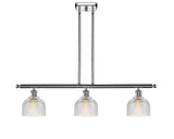 516-3I-PC-G412 3-Light 36" Polished Chrome Island Light - Clear Dayton Glass - LED Bulb - Dimmensions: 36 x 5.5 x 9.5<br>Minimum Height : 19.375<br>Maximum Height : 43.375 - Sloped Ceiling Compatible: Yes