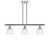516-3I-PC-G442 3-Light 36" Polished Chrome Island Light - Clear Brookfield Glass - LED Bulb - Dimmensions: 36 x 5 x 10<br>Minimum Height : 19.375<br>Maximum Height : 43.375 - Sloped Ceiling Compatible: Yes