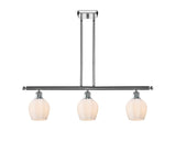 516-3I-PC-G461-6 3-Light 36" Polished Chrome Island Light - Cased Matte White Norfolk Glass - LED Bulb - Dimmensions: 36 x 5.75 x 10<br>Minimum Height : 20.375<br>Maximum Height : 44.375 - Sloped Ceiling Compatible: Yes