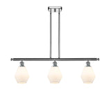 516-3I-PC-G651-6 3-Light 36" Polished Chrome Island Light - Cased Matte White Cindyrella 6" Glass - LED Bulb - Dimmensions: 36 x 6 x 10.75<br>Minimum Height : 19.75<br>Maximum Height : 43.75 - Sloped Ceiling Compatible: Yes