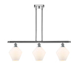 516-3I-PC-G651-8 3-Light 36" Polished Chrome Island Light - Cased Matte White Cindyrella 8" Glass - LED Bulb - Dimmensions: 36 x 8 x 10.5<br>Minimum Height : 19.5<br>Maximum Height : 43.5 - Sloped Ceiling Compatible: Yes