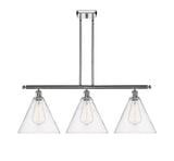 516-3I-PC-GBC-122 3-Light 38.5" Polished Chrome Island Light - Cased Matte White Ballston Cone Glass - LED Bulb - Dimmensions: 38.5 x 12 x 14.25<br>Minimum Height : 23.25<br>Maximum Height : 47.25 - Sloped Ceiling Compatible: Yes