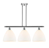 516-3I-PC-GBD-121 3-Light 38.5" Polished Chrome Island Light - Matte White Ballston Dome Glass - LED Bulb - Dimmensions: 38.5 x 12 x 14.25<br>Minimum Height : 23.25<br>Maximum Height : 47.25 - Sloped Ceiling Compatible: Yes