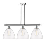516-3I-PC-GBD-122 3-Light 38.5" Polished Chrome Island Light - Matte White Ballston Dome Glass - LED Bulb - Dimmensions: 38.5 x 12 x 14.25<br>Minimum Height : 23.25<br>Maximum Height : 47.25 - Sloped Ceiling Compatible: Yes
