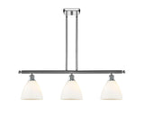 516-3I-PC-GBD-751 3-Light 36" Polished Chrome Island Light - Matte White Ballston Dome Glass - LED Bulb - Dimmensions: 36 x 7.5 x 10.75<br>Minimum Height : 19.75<br>Maximum Height : 43.75 - Sloped Ceiling Compatible: Yes