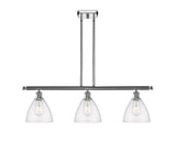 516-3I-PC-GBD-754 3-Light 36" Polished Chrome Island Light - Seedy Ballston Dome Glass - LED Bulb - Dimmensions: 36 x 7.5 x 10.75<br>Minimum Height : 19.75<br>Maximum Height : 43.75 - Sloped Ceiling Compatible: Yes