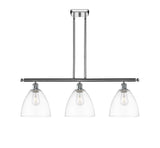 516-3I-PC-GBD-92 3-Light 36" Polished Chrome Island Light - Matte White Ballston Dome Glass - LED Bulb - Dimmensions: 36 x 9 x 12.75<br>Minimum Height : 21.75<br>Maximum Height : 45.75 - Sloped Ceiling Compatible: Yes