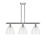 516-3I-PC-GBD-94 3-Light 36" Polished Chrome Island Light - Seedy Ballston Dome Glass - LED Bulb - Dimmensions: 36 x 9 x 12.75<br>Minimum Height : 21.75<br>Maximum Height : 45.75 - Sloped Ceiling Compatible: Yes