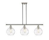516-3I-PN-G1215-8 3-Light 36" Polished Nickel Island Light - Clear Athens Water Glass 8" Glass - LED Bulb - Dimmensions: 36 x 8 x 11<br>Minimum Height : 20.375<br>Maximum Height : 44.375 - Sloped Ceiling Compatible: Yes