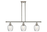 516-3I-PN-G292 3-Light 36" Polished Nickel Island Light - Clear Spiral Fluted Salina Glass - LED Bulb - Dimmensions: 36 x 5 x 10<br>Minimum Height : 19.375<br>Maximum Height : 43.375 - Sloped Ceiling Compatible: Yes