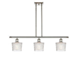 516-3I-PN-G402 3-Light 36" Polished Nickel Island Light - Clear Niagra Glass - LED Bulb - Dimmensions: 36 x 6.5 x 10<br>Minimum Height : 17.875<br>Maximum Height : 41.875 - Sloped Ceiling Compatible: Yes