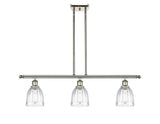 516-3I-PN-G442 3-Light 36" Polished Nickel Island Light - Clear Brookfield Glass - LED Bulb - Dimmensions: 36 x 5 x 10<br>Minimum Height : 19.375<br>Maximum Height : 43.375 - Sloped Ceiling Compatible: Yes