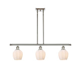 516-3I-PN-G461-6 3-Light 36" Polished Nickel Island Light - Cased Matte White Norfolk Glass - LED Bulb - Dimmensions: 36 x 5.75 x 10<br>Minimum Height : 20.375<br>Maximum Height : 44.375 - Sloped Ceiling Compatible: Yes
