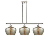 516-3I-PN-G96-L 3-Light 37.5" Polished Nickel Island Light - Large Mercury Fenton Glass - LED Bulb - Dimmensions: 37.5 x 11 x 12<br>Minimum Height : 21.125<br>Maximum Height : 45.125 - Sloped Ceiling Compatible: Yes