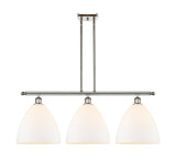 516-3I-PN-GBD-121 3-Light 38.5" Polished Nickel Island Light - Matte White Ballston Dome Glass - LED Bulb - Dimmensions: 38.5 x 12 x 14.25<br>Minimum Height : 23.25<br>Maximum Height : 47.25 - Sloped Ceiling Compatible: Yes