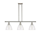 516-3I-PN-GBD-754 3-Light 36" Polished Nickel Island Light - Seedy Ballston Dome Glass - LED Bulb - Dimmensions: 36 x 7.5 x 10.75<br>Minimum Height : 19.75<br>Maximum Height : 43.75 - Sloped Ceiling Compatible: Yes