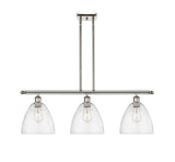 516-3I-PN-GBD-94 3-Light 36" Polished Nickel Island Light - Seedy Ballston Dome Glass - LED Bulb - Dimmensions: 36 x 9 x 12.75<br>Minimum Height : 21.75<br>Maximum Height : 45.75 - Sloped Ceiling Compatible: Yes