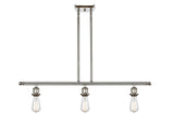 516-3I-PN 3-Light 36" Polished Nickel Island Light - Bare Bulb - LED Bulb - Dimmensions: 36 x 2.125 x 5<br>Minimum Height : 13.375<br>Maximum Height : 37.375 - Sloped Ceiling Compatible: Yes