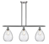 516-3I-SN-G372 3-Light 36" Brushed Satin Nickel Island Light - Clear Large Waverly Glass - LED Bulb - Dimmensions: 36 x 8 x 13<br>Minimum Height : 22.375<br>Maximum Height : 46.375 - Sloped Ceiling Compatible: Yes