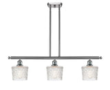 516-3I-SN-G402 3-Light 36" Brushed Satin Nickel Island Light - Clear Niagra Glass - LED Bulb - Dimmensions: 36 x 6.5 x 10<br>Minimum Height : 17.875<br>Maximum Height : 41.875 - Sloped Ceiling Compatible: Yes